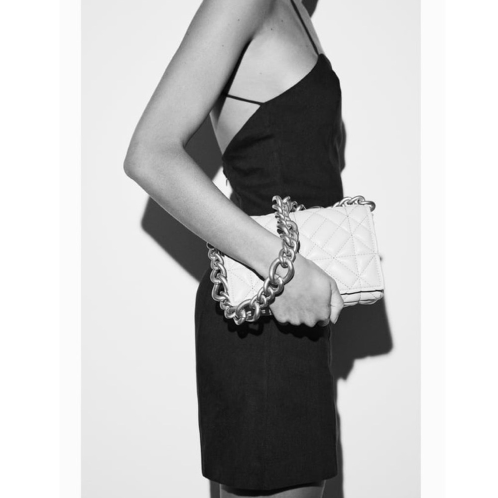 NWT Zara Quilted Chain Strap Shoulder Bag - Picture 4 of 9